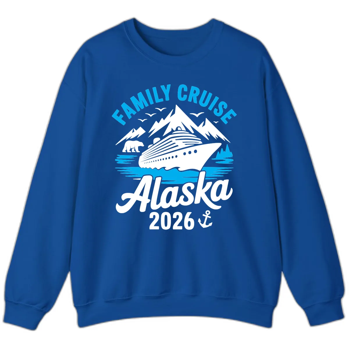 Family Cruise Alaska Mountain Scenic Sweatshirt in Royal
