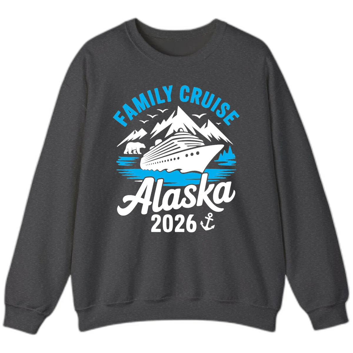 Family Cruise Alaska Mountain Scenic Sweatshirt in Dark Heather