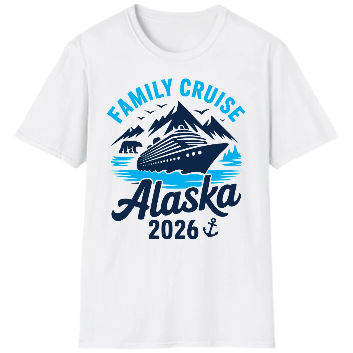 Family Cruise Alaska Mountain Scenic T-Shirt in White