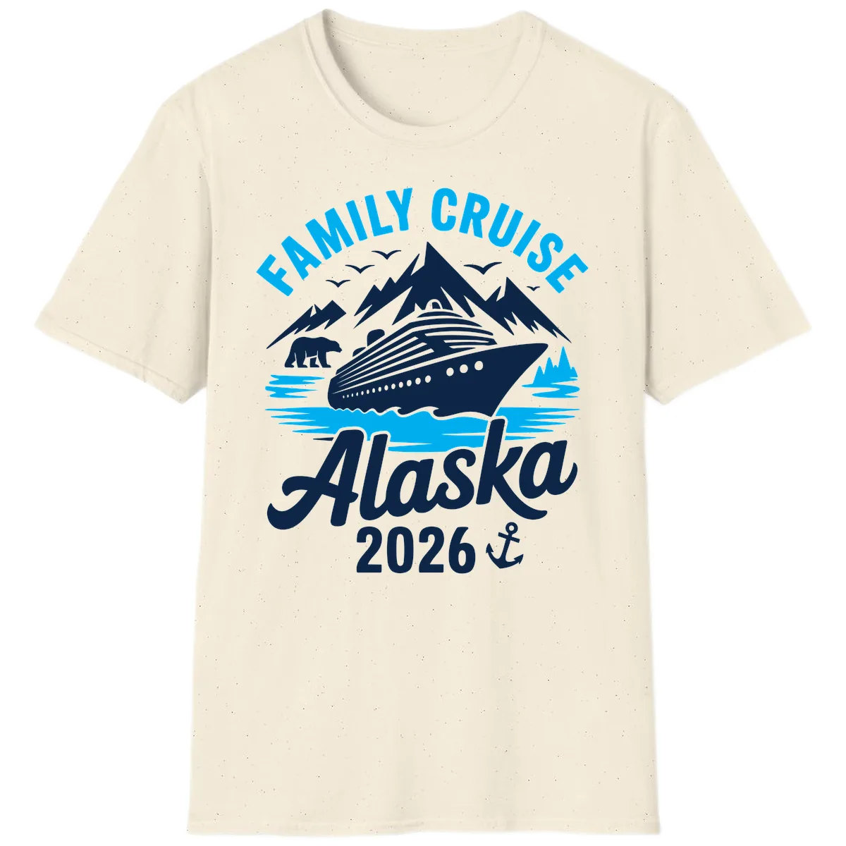 Family Cruise Alaska Mountain Scenic T-Shirt in Natural