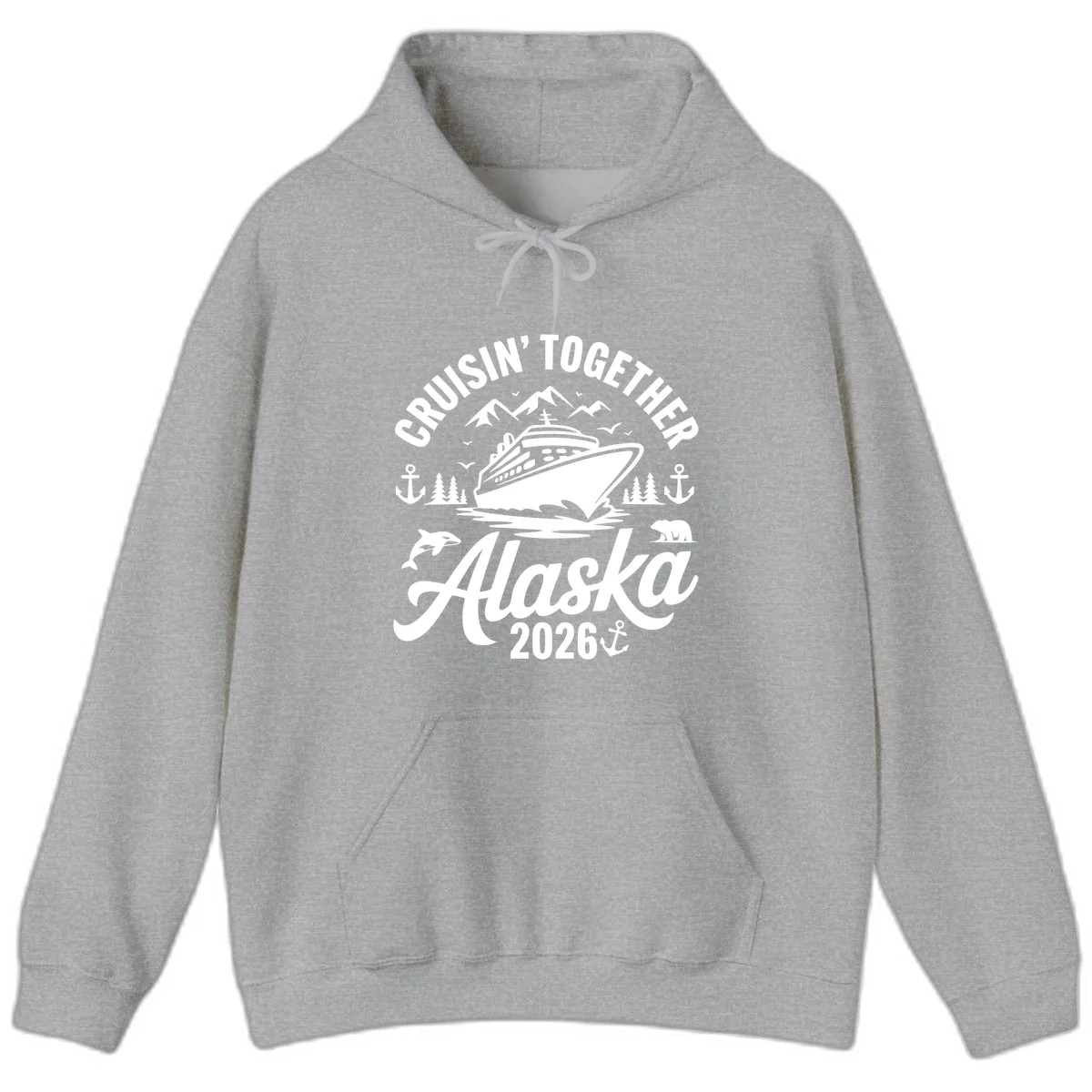 Cruisin' Together Alaska Adventure 2026 With Wildlife Hoodie in Sport Grey