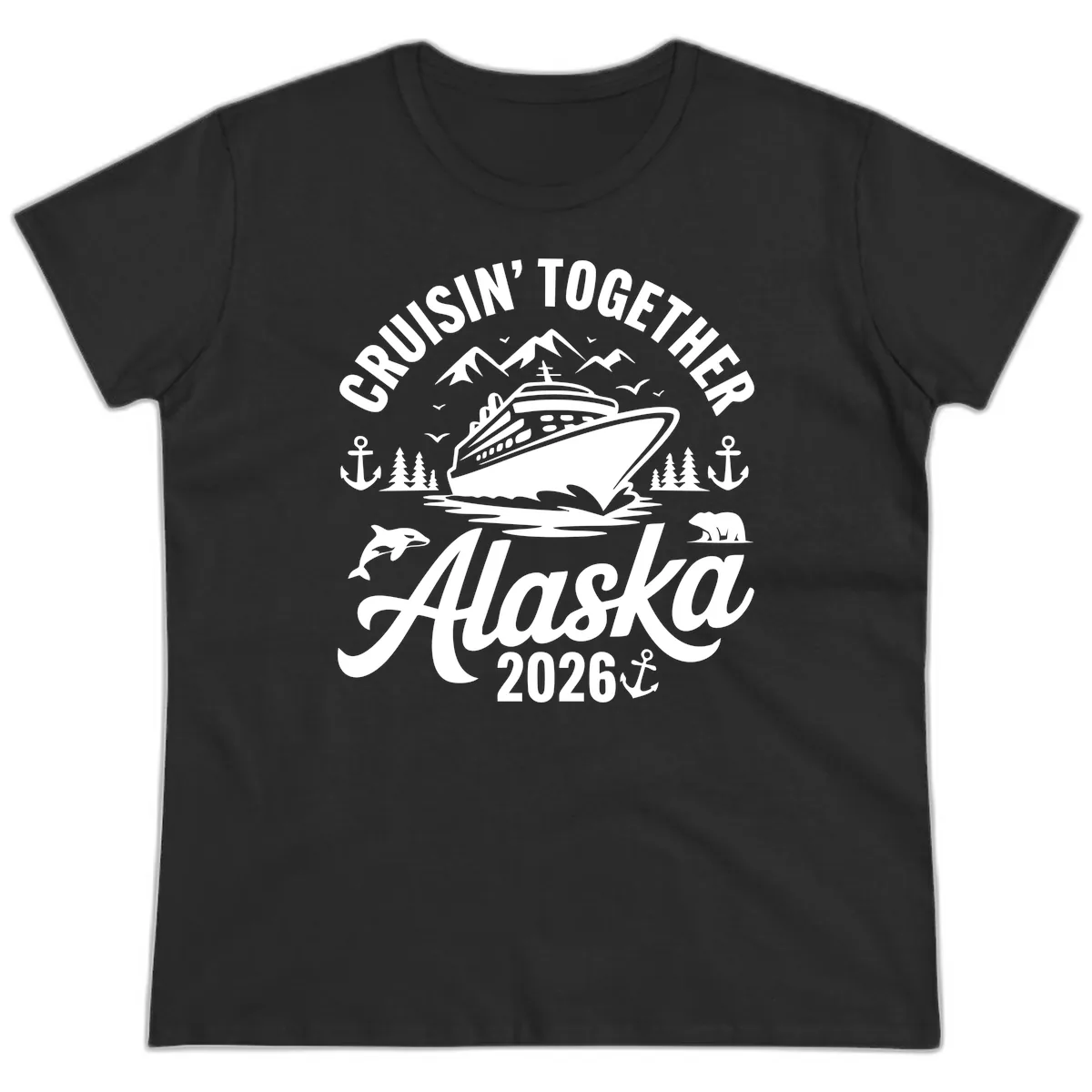Cruisin' Together Alaska Adventure 2026 With Wildlife Ladies Tee in Black