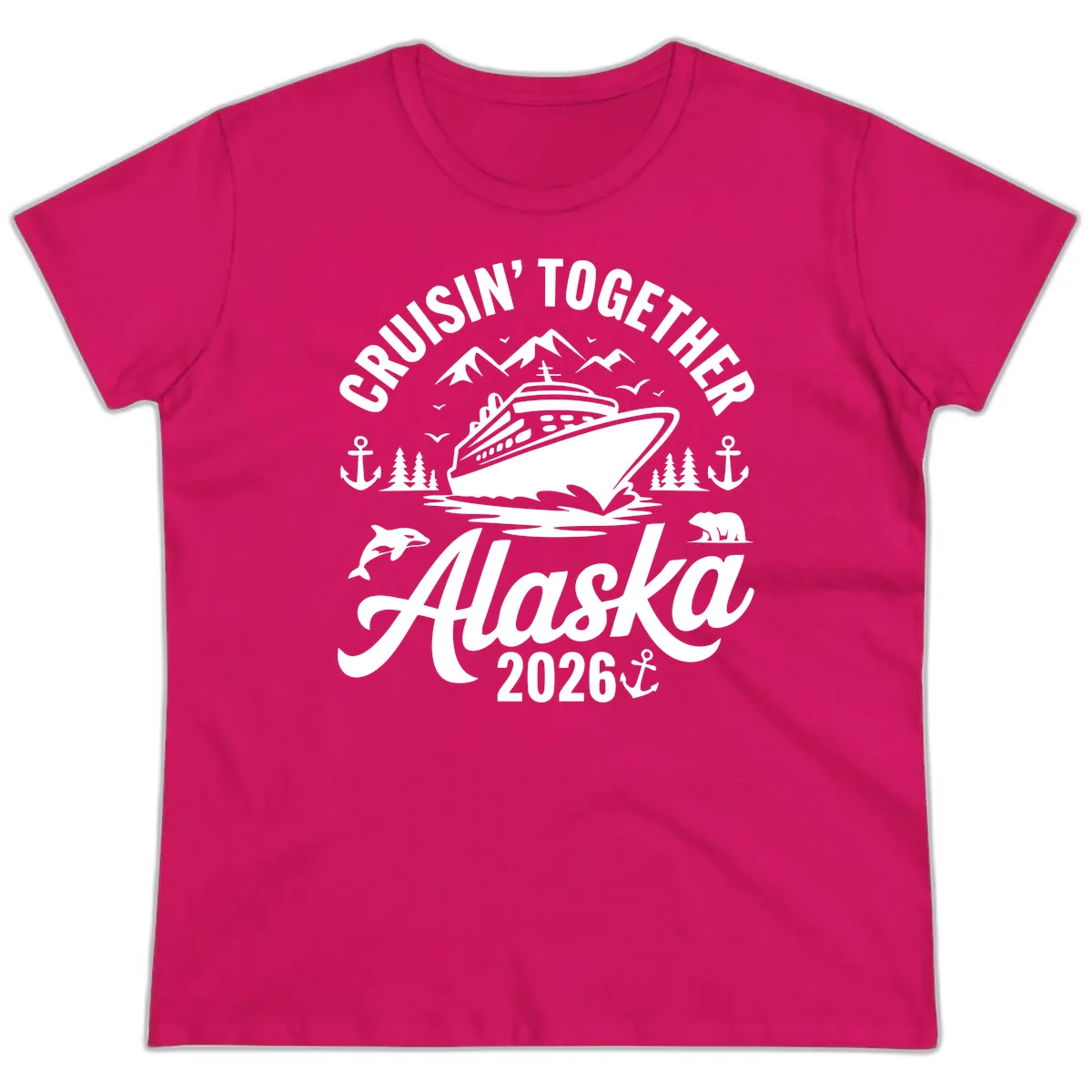 Cruisin' Together Alaska Adventure 2026 With Wildlife Ladies Tee in Heliconia