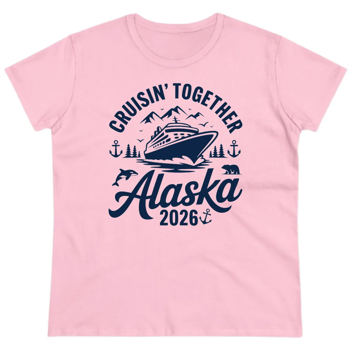 Cruisin' Together Alaska Adventure 2026 With Wildlife Ladies Tee in Light Pink