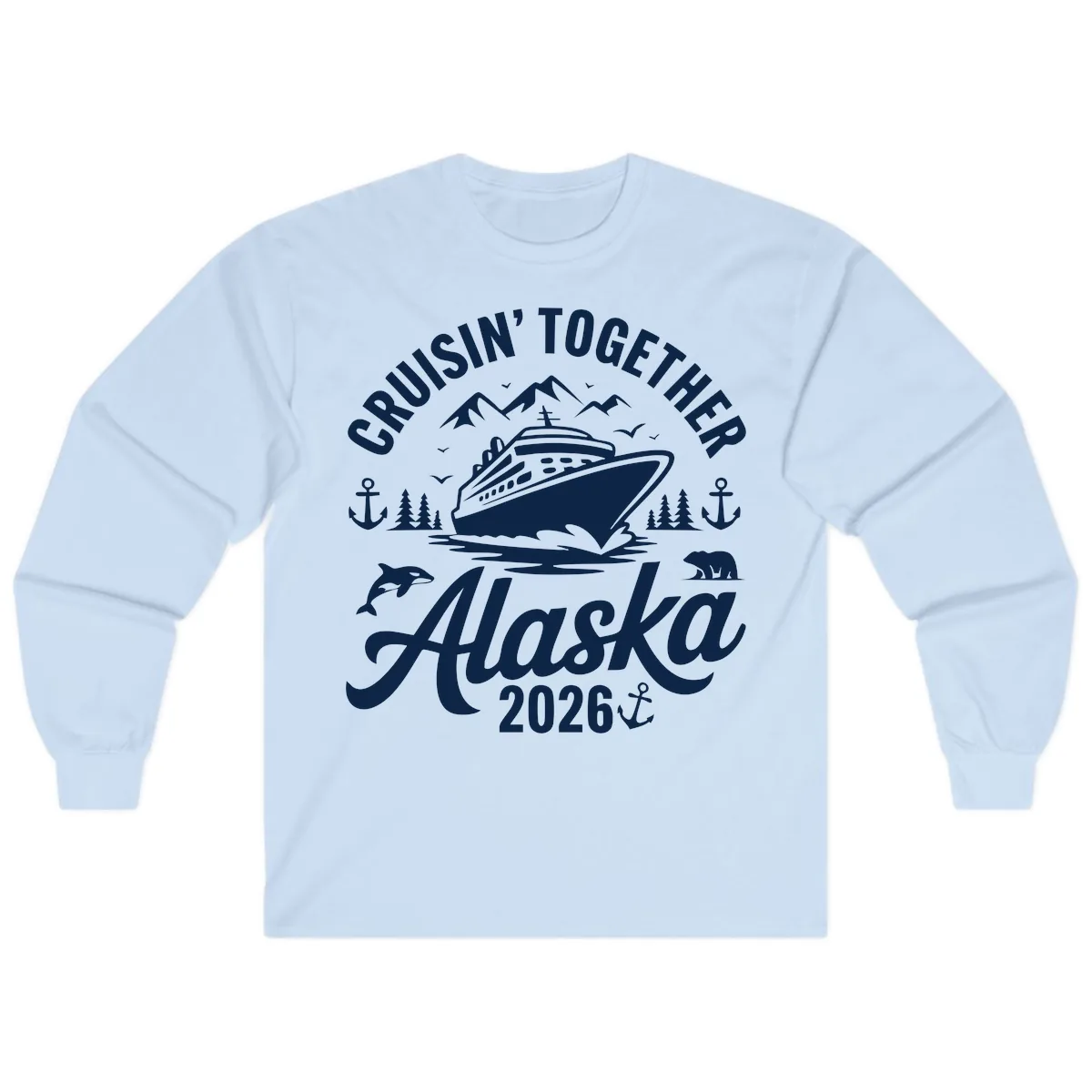 Cruisin' Together Alaska Adventure 2026 With Wildlife Long Sleeve in Light Blue