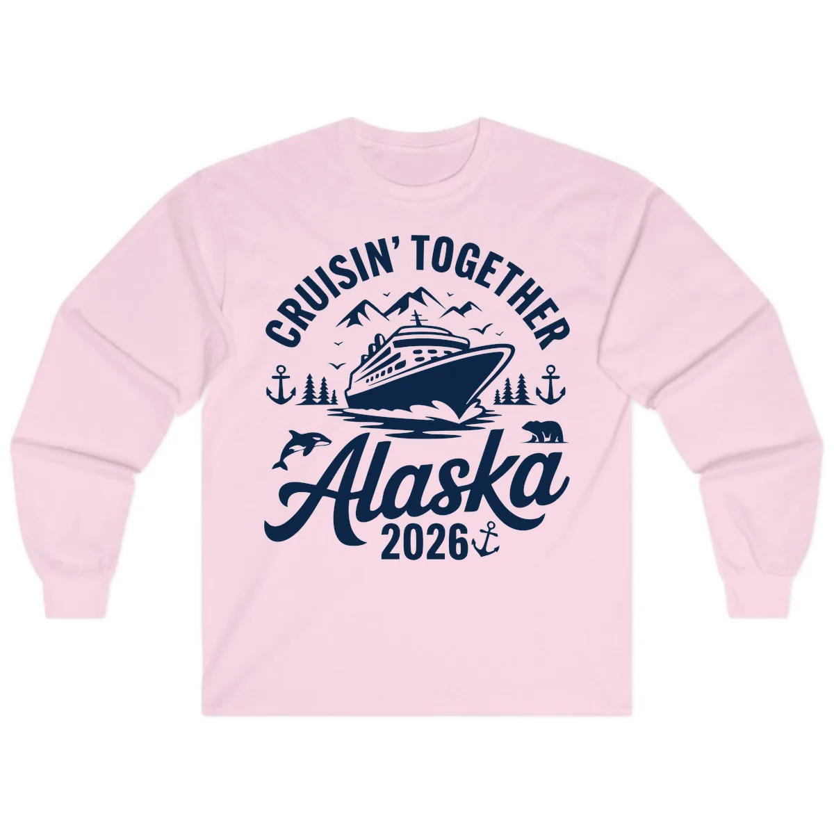 Cruisin' Together Alaska Adventure 2026 With Wildlife Long Sleeve in Light Pink