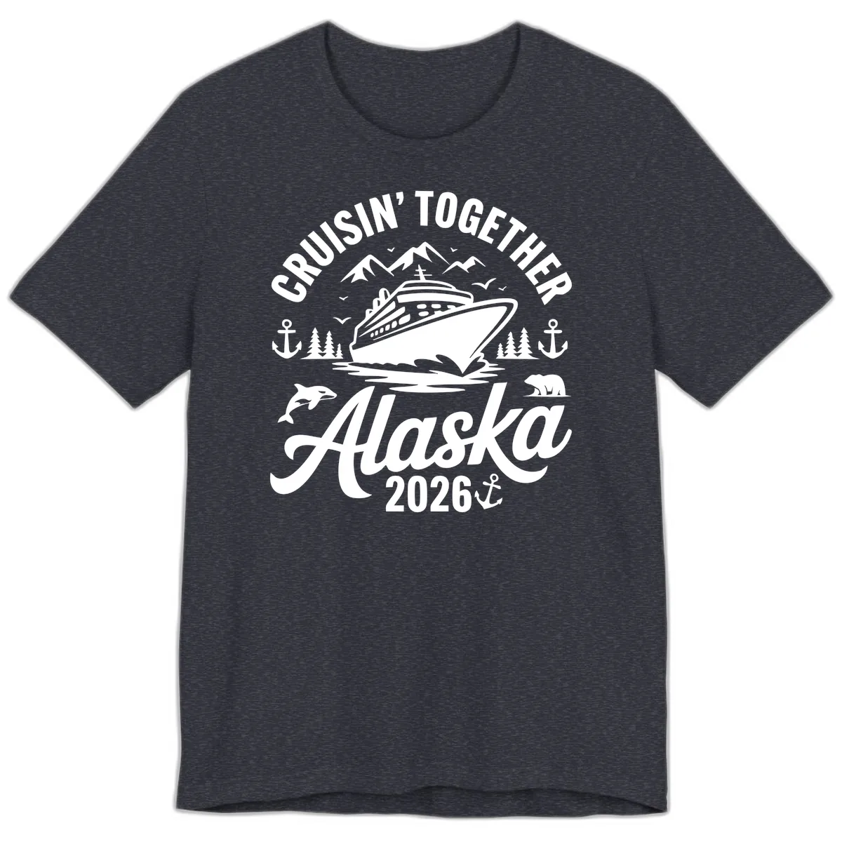 Cruisin' Together Alaska Adventure 2026 With Wildlife Premium T-Shirt in Heather Navy