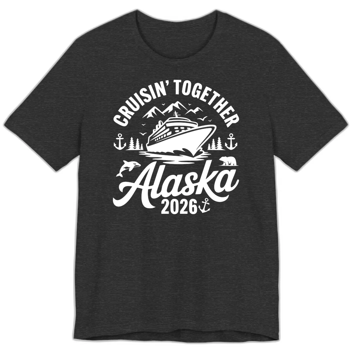 Cruisin' Together Alaska Adventure 2026 With Wildlife Premium T-Shirt in Dark Grey Heather
