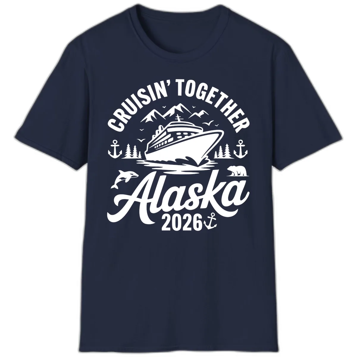 Cruisin' Together Alaska Adventure 2026 With Wildlife T-Shirt in Navy