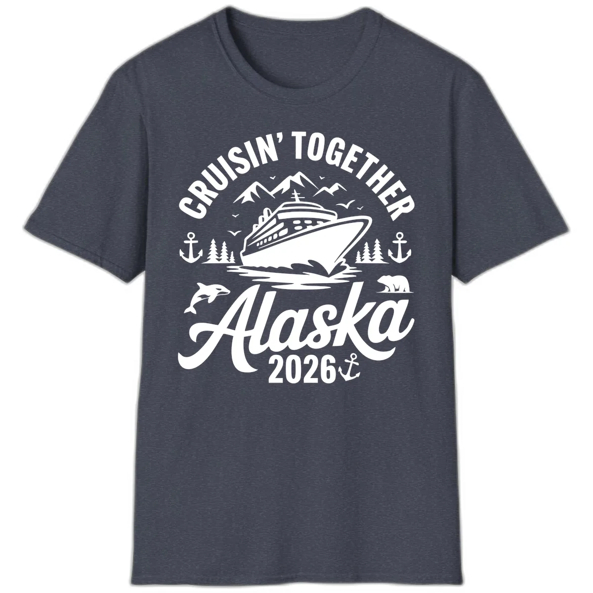 Cruisin' Together Alaska Adventure 2026 With Wildlife T-Shirt in Heather Navy