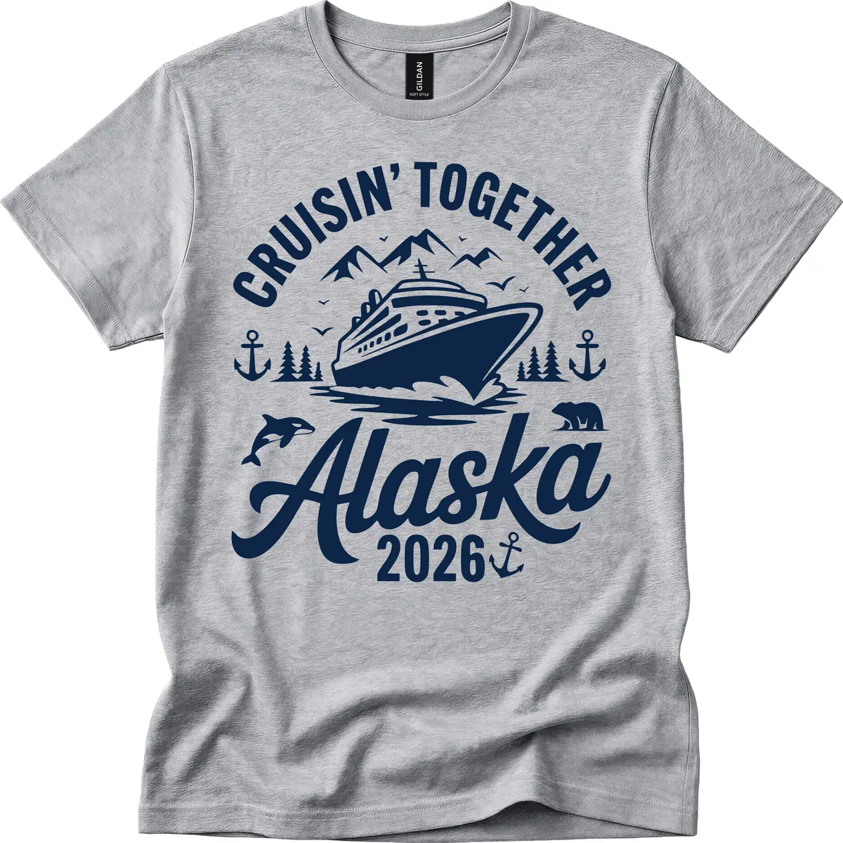 Cruisin' Together Alaska Adventure 2026 With Wildlife T-Shirt in Sport Grey