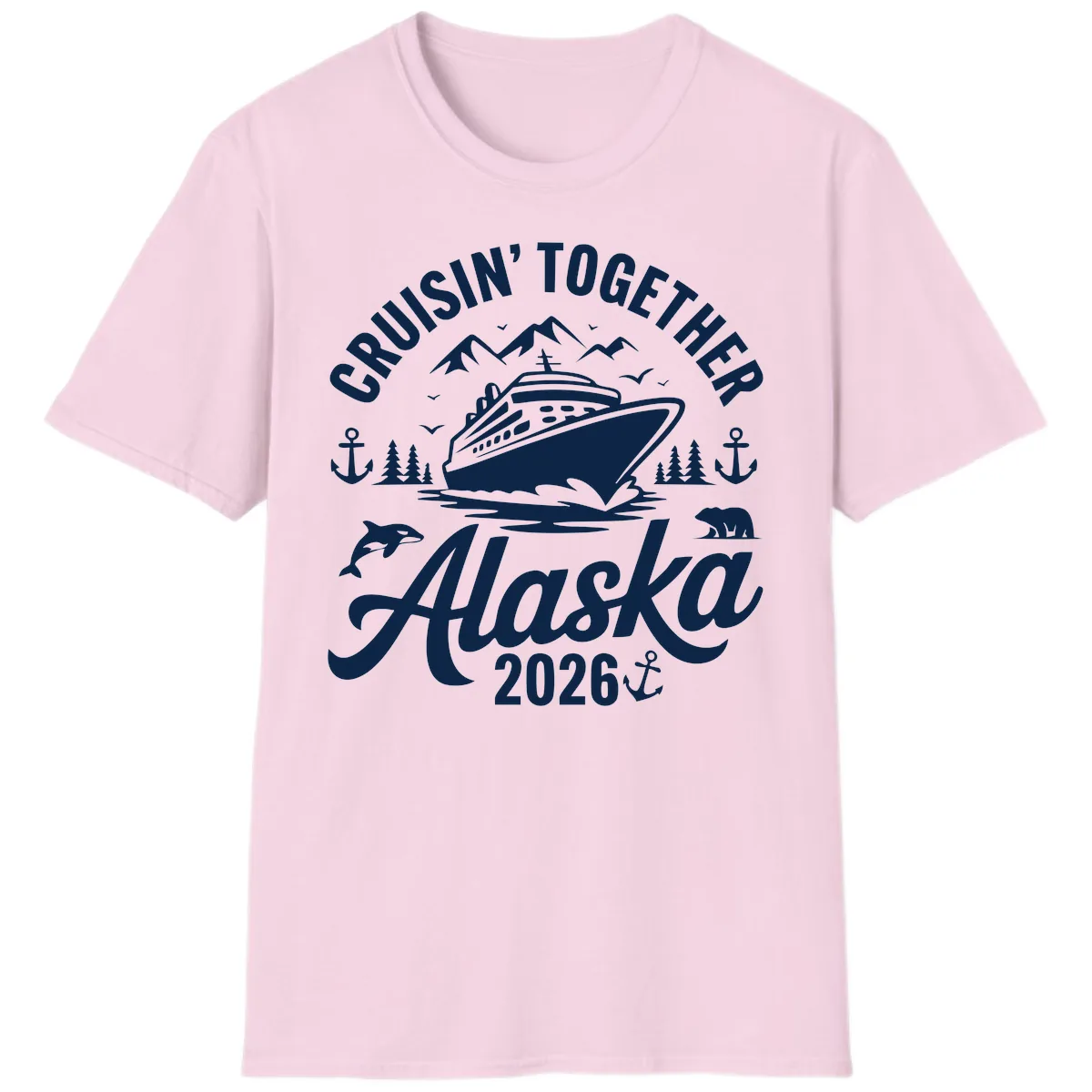 Cruisin' Together Alaska Adventure 2026 With Wildlife T-Shirt in Light Pink