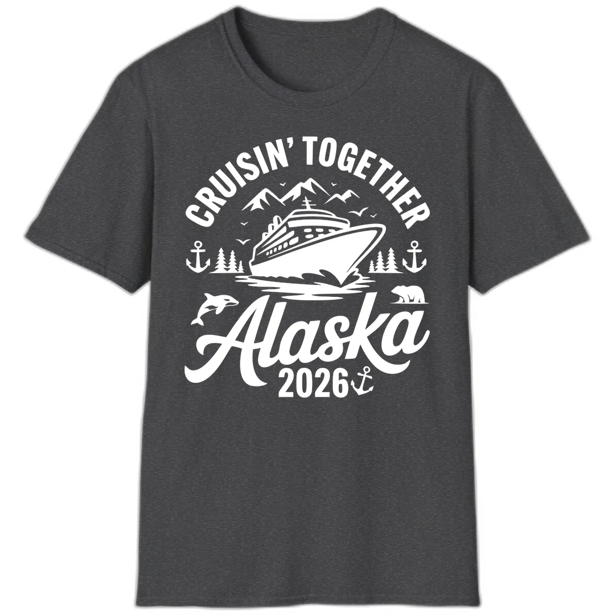 Cruisin' Together Alaska Adventure 2026 With Wildlife T-Shirt in Dark Heather