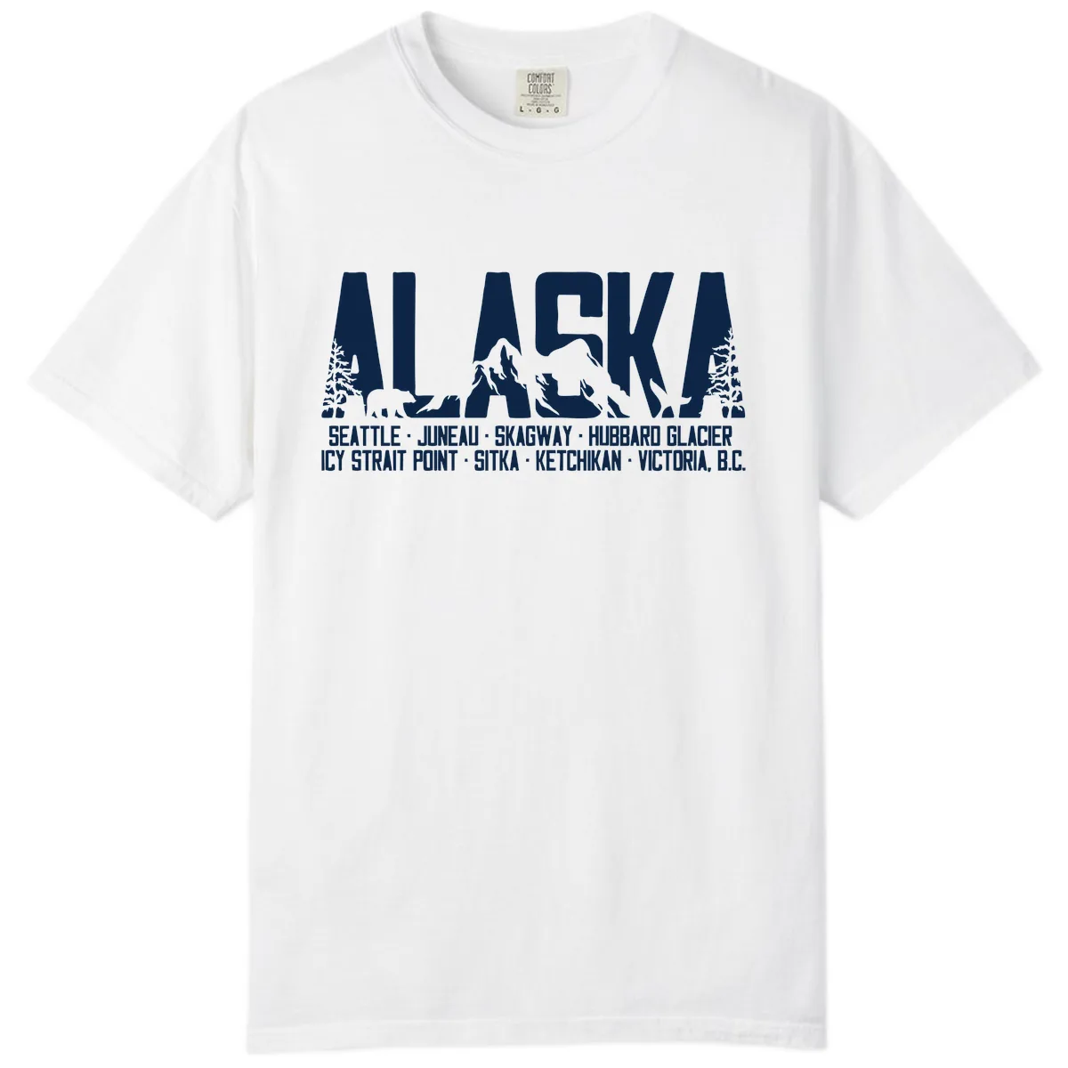 Scenic Alaska Cruise Ports and Itinerary Comfort Color in White