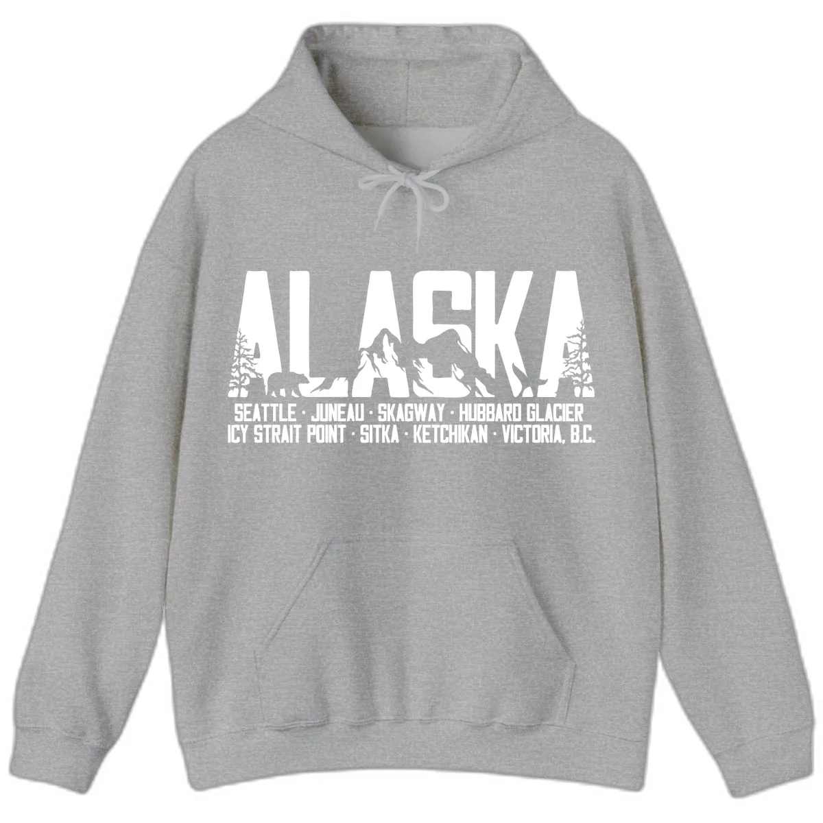 Scenic Alaska Cruise Ports and Itinerary Hoodie in Sport Grey