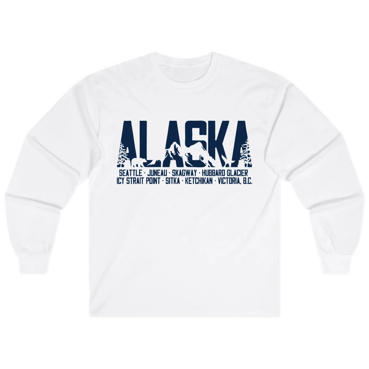 Scenic Alaska Cruise Ports and Itinerary Long Sleeve in White
