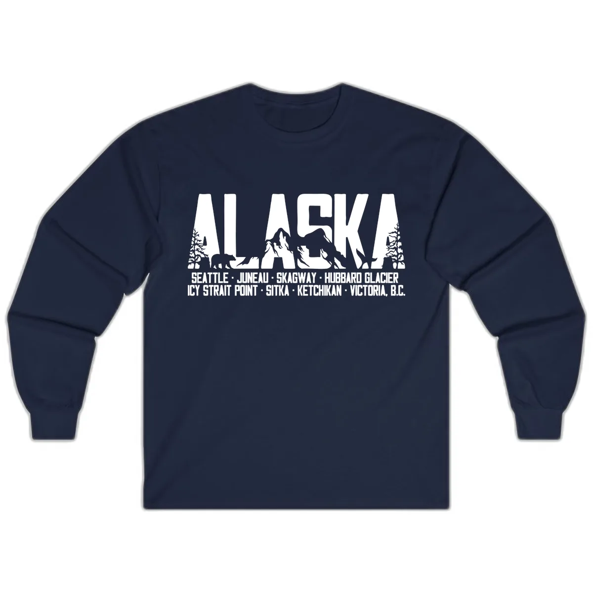 Scenic Alaska Cruise Ports and Itinerary Long Sleeve in Navy