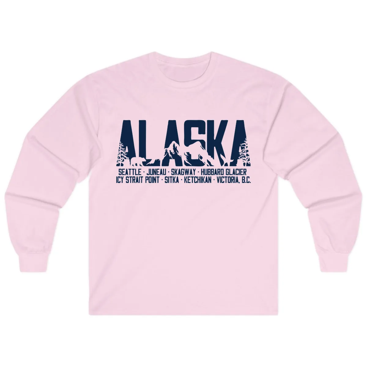 Scenic Alaska Cruise Ports and Itinerary Long Sleeve in Light Pink