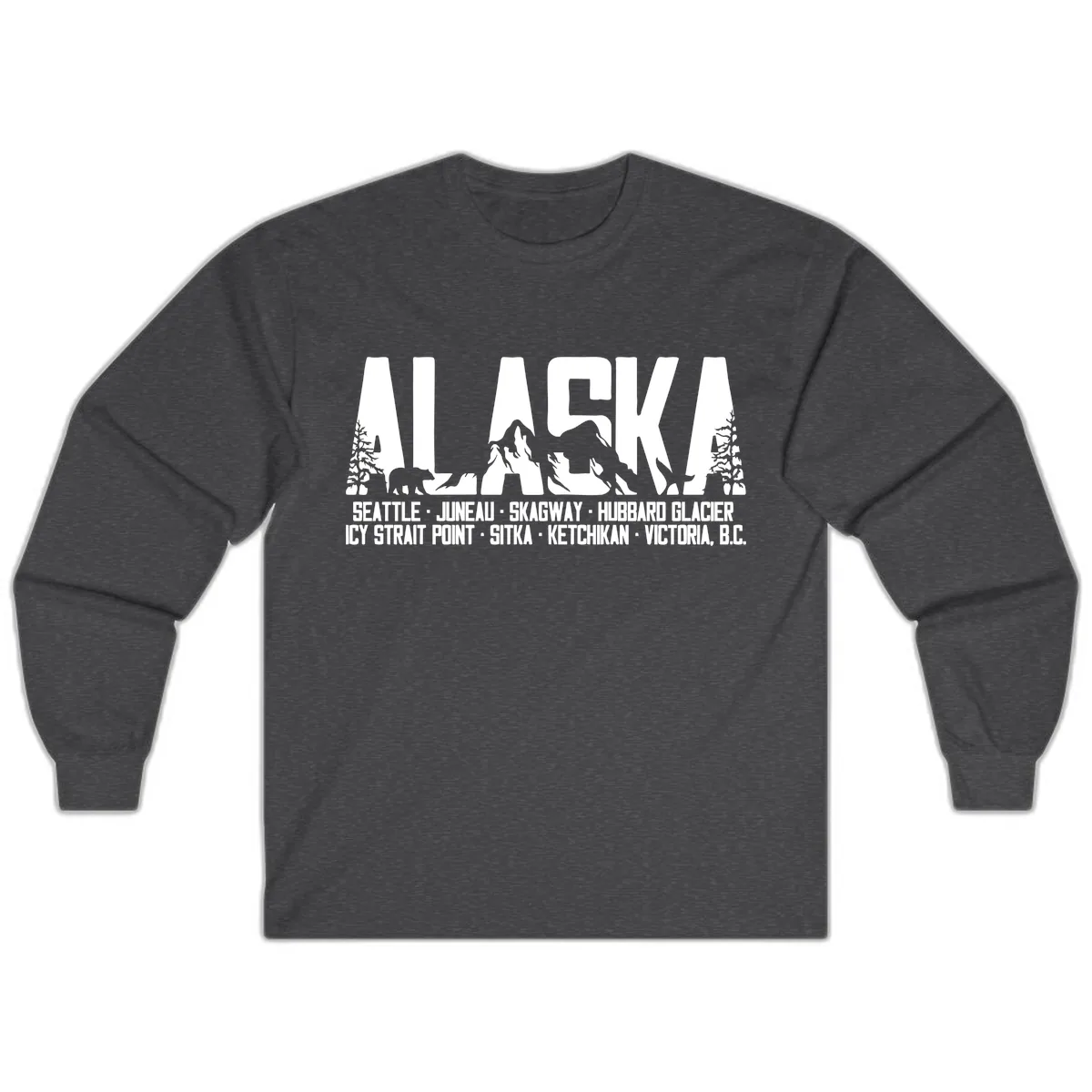 Scenic Alaska Cruise Ports and Itinerary Long Sleeve in Dark Heather
