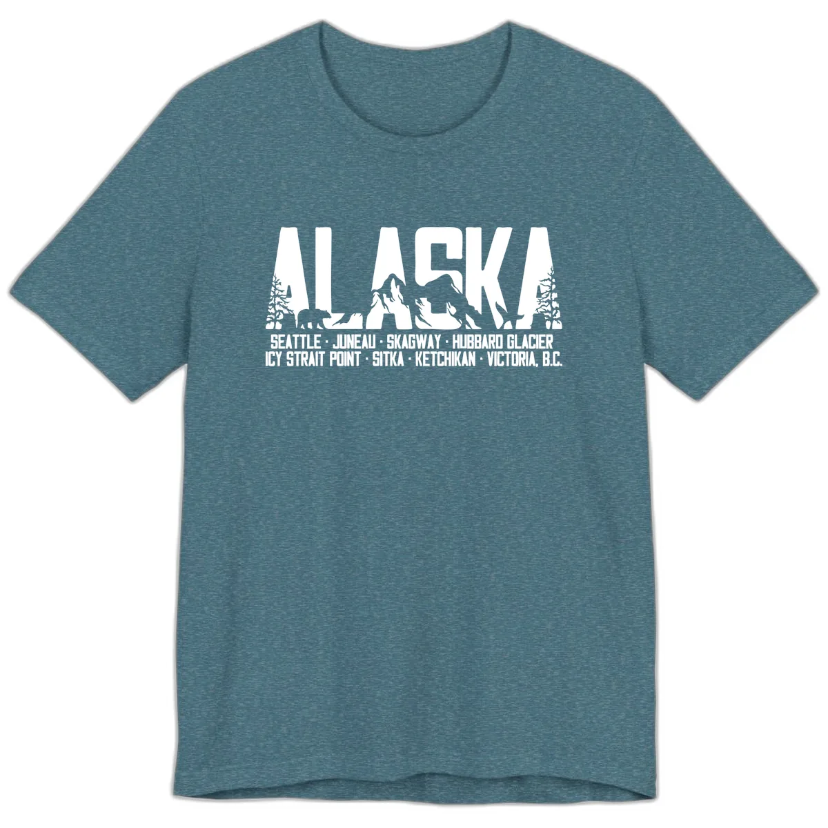 Scenic Alaska Cruise Ports and Itinerary Premium T-Shirt in Heather Deep Teal