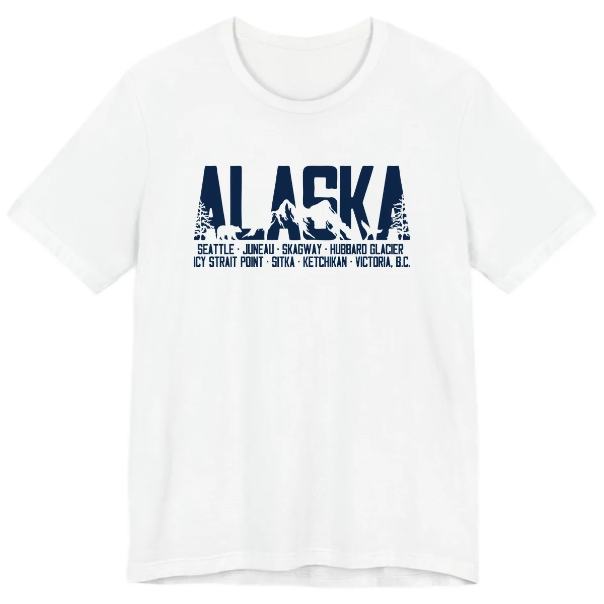 Scenic Alaska Cruise Ports and Itinerary Premium T-Shirt in White