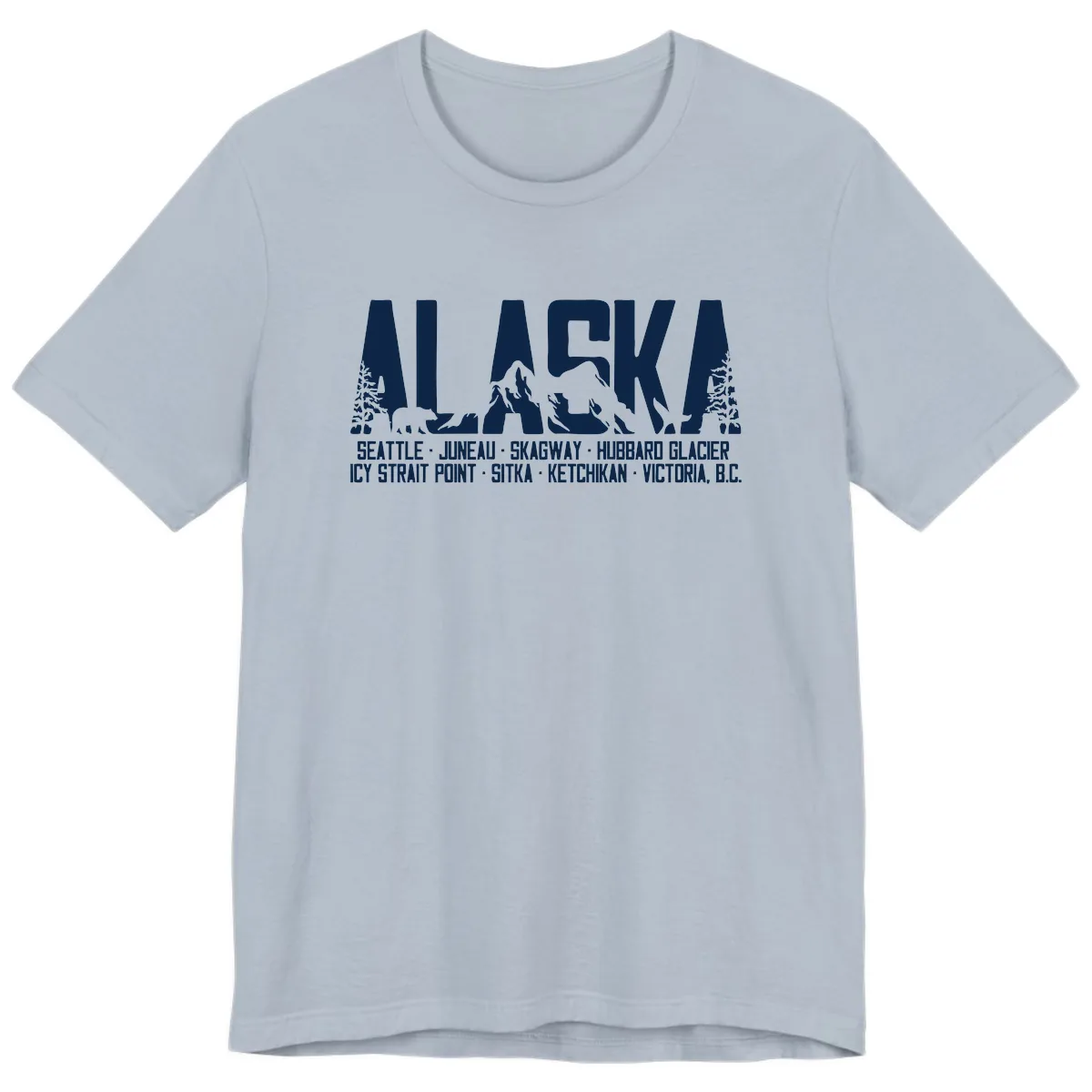 Scenic Alaska Cruise Ports and Itinerary Premium T-Shirt in Light Blue