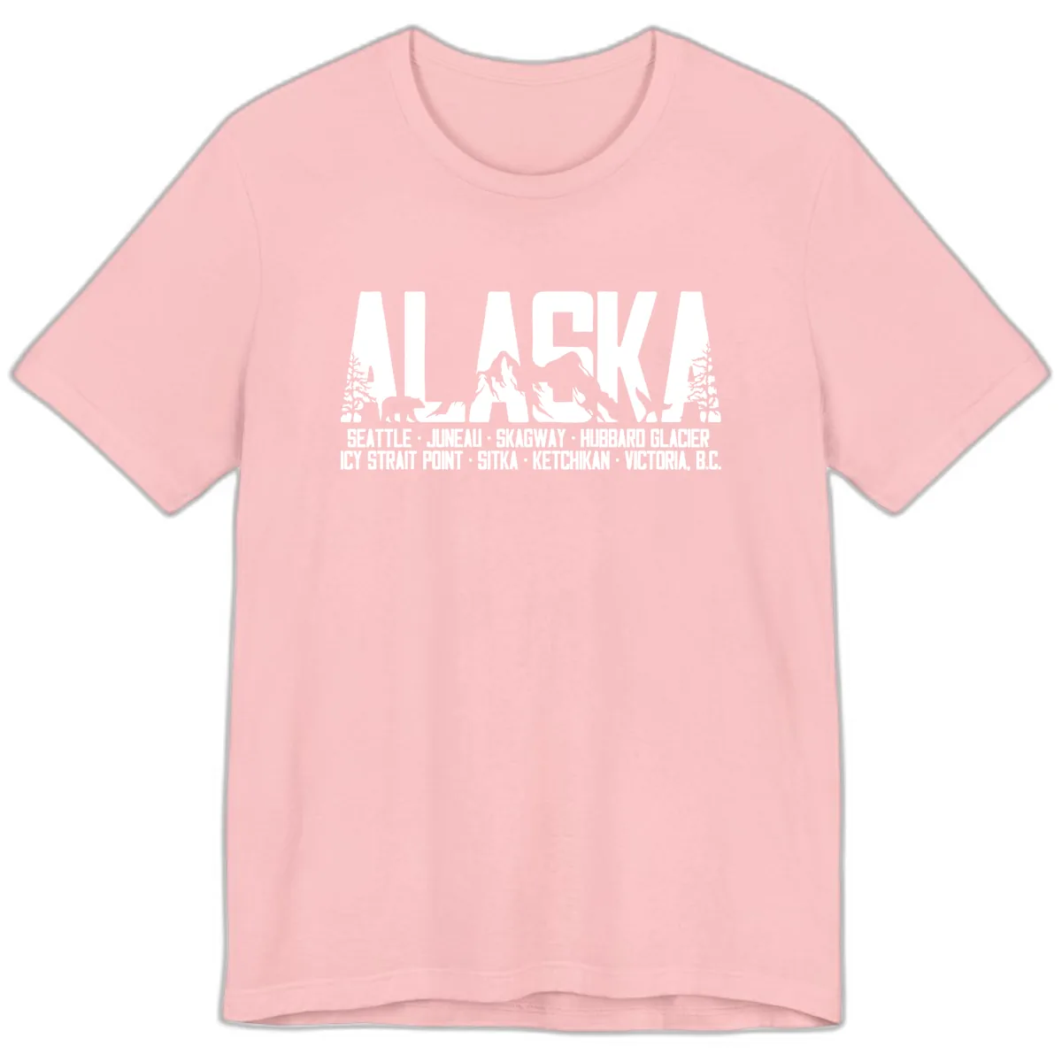 Scenic Alaska Cruise Ports and Itinerary Premium T-Shirt in Pink