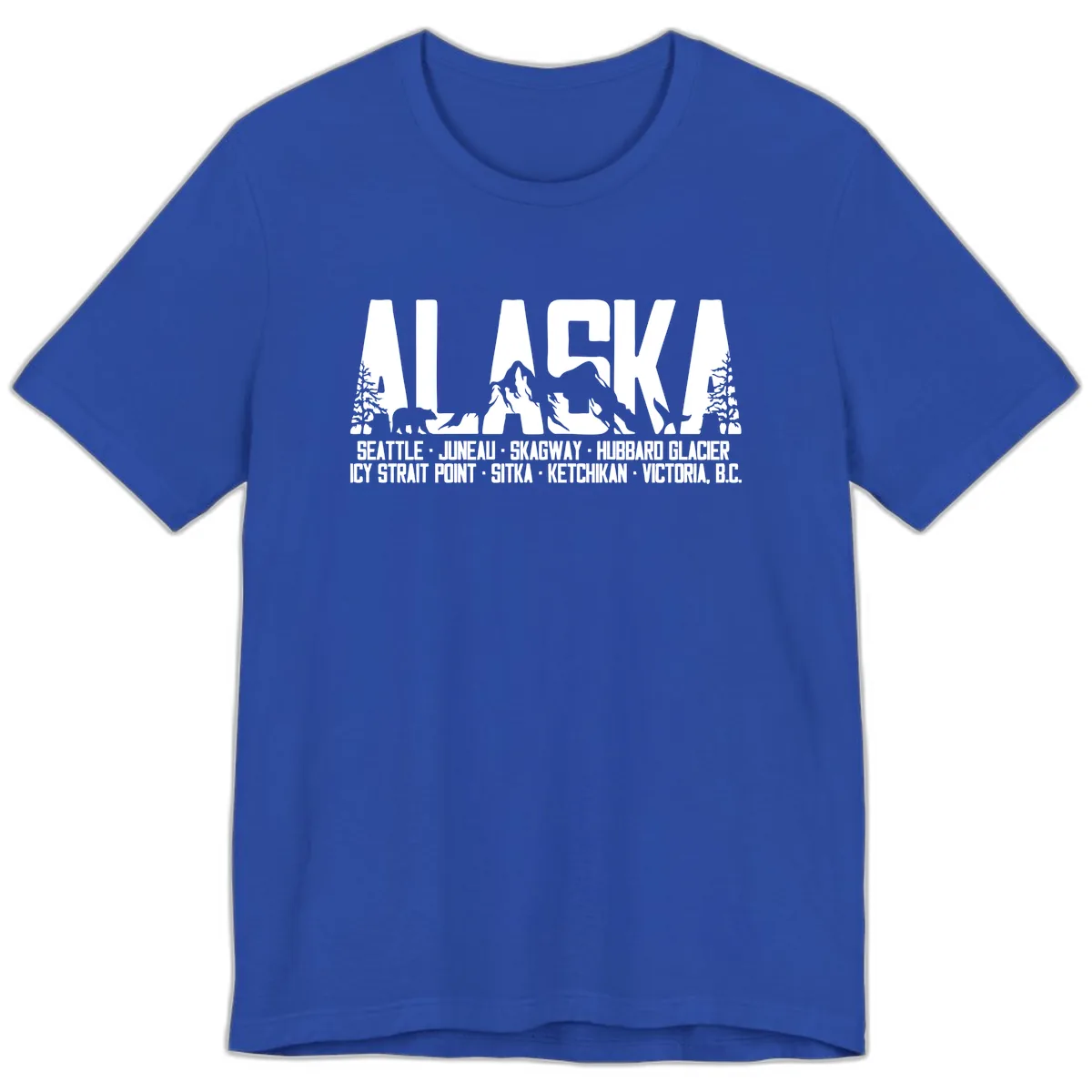 Scenic Alaska Cruise Ports and Itinerary Premium T-Shirt in True Royal
