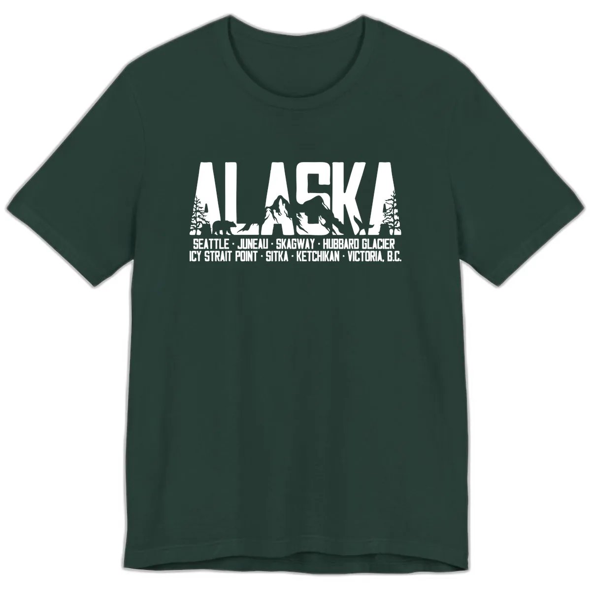 Scenic Alaska Cruise Ports and Itinerary Premium T-Shirt in Forest