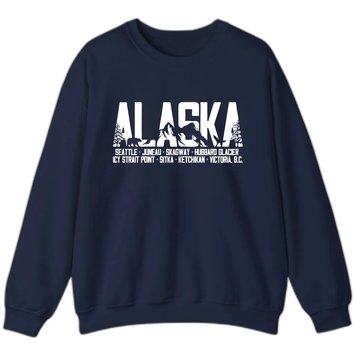 Scenic Alaska Cruise Ports and Itinerary Sweatshirt in Navy