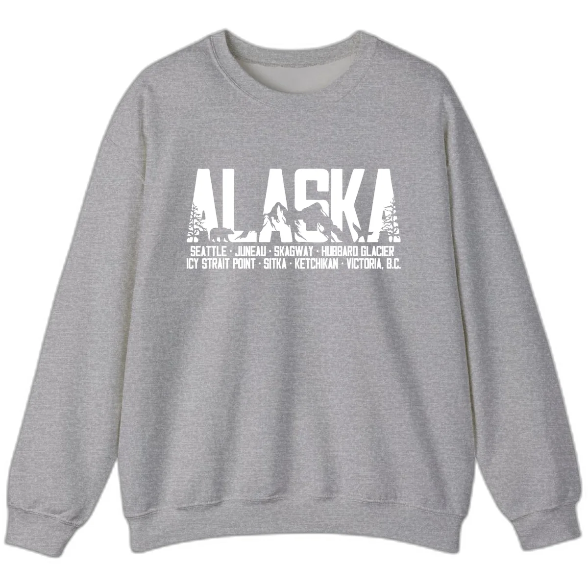 Scenic Alaska Cruise Ports and Itinerary Sweatshirt in Sport Grey