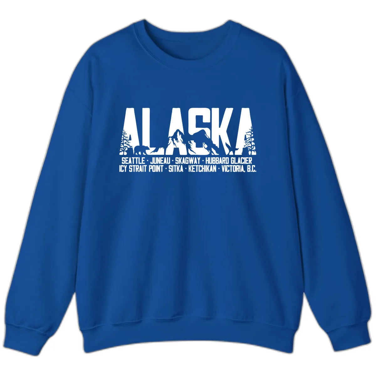 Scenic Alaska Cruise Ports and Itinerary Sweatshirt in Royal