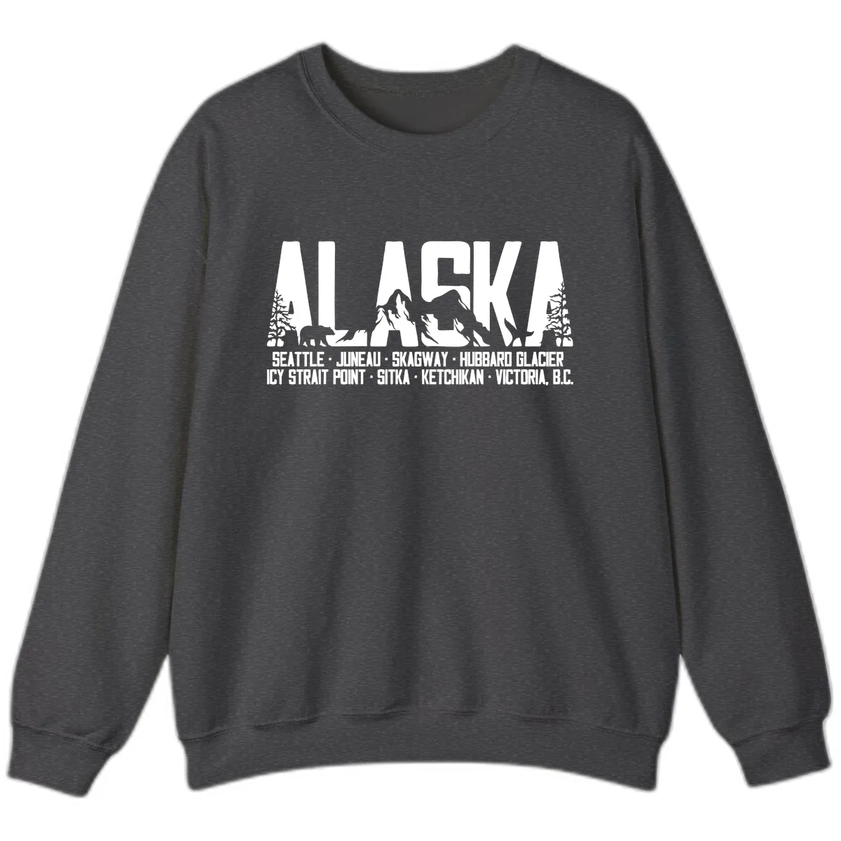Scenic Alaska Cruise Ports and Itinerary Sweatshirt in Dark Heather