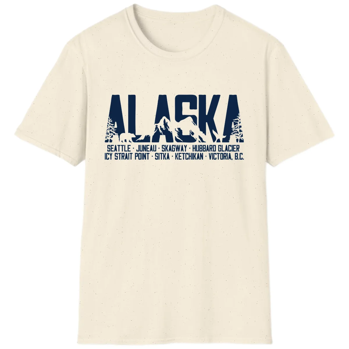Scenic Alaska Cruise Ports and Itinerary T-Shirt in Natural