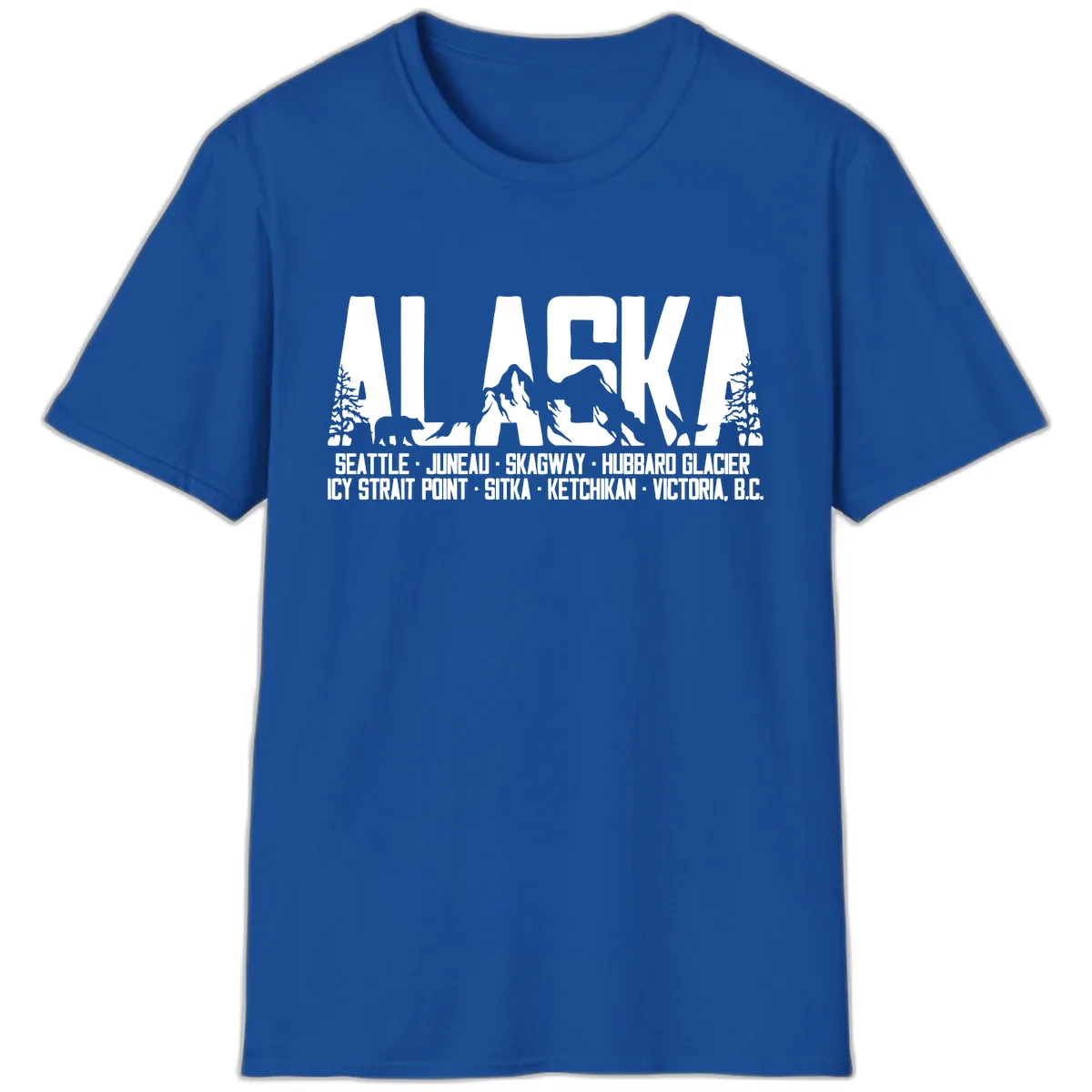 Scenic Alaska Cruise Ports and Itinerary T-Shirt in Royal