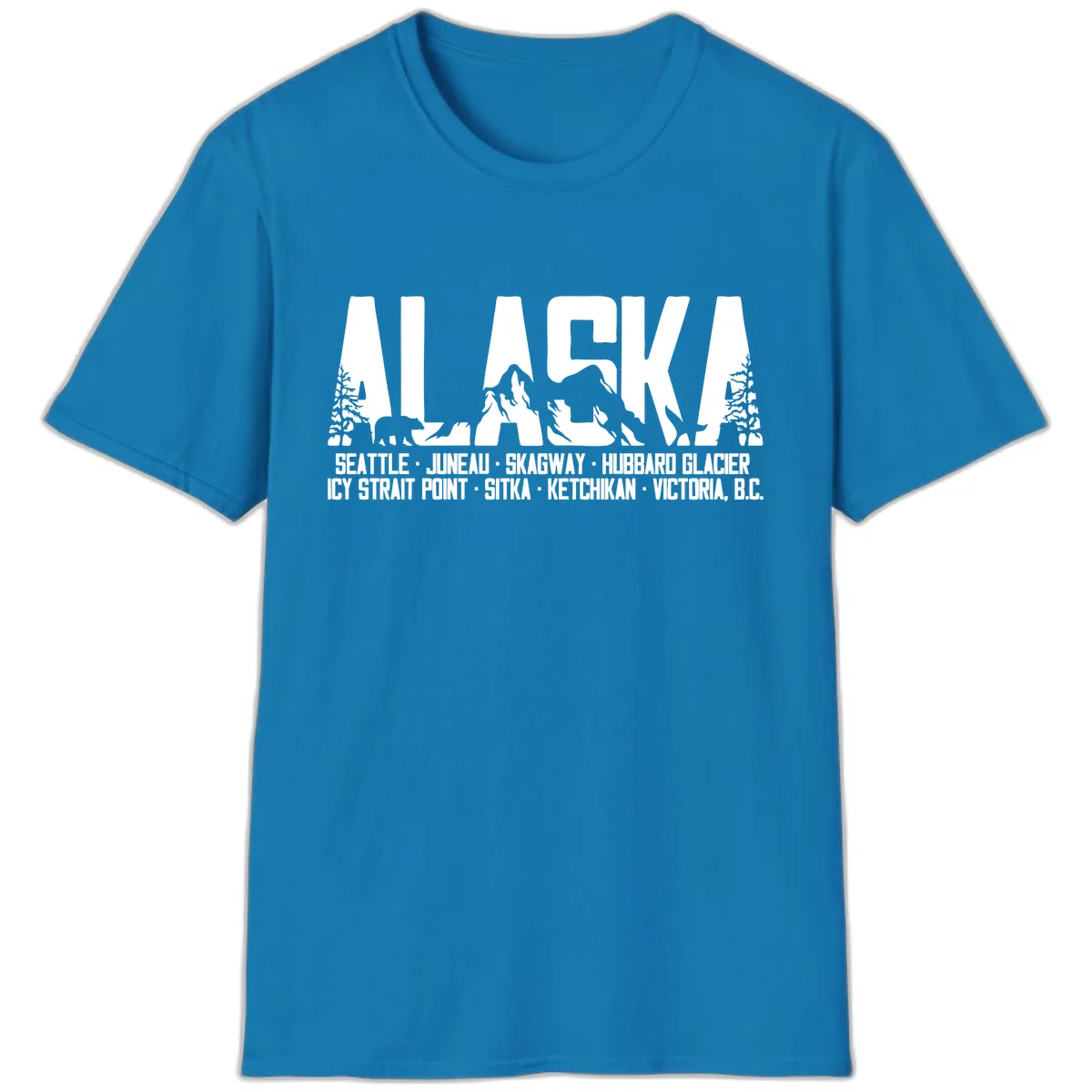 Scenic Alaska Cruise Ports and Itinerary T-Shirt in Sapphire