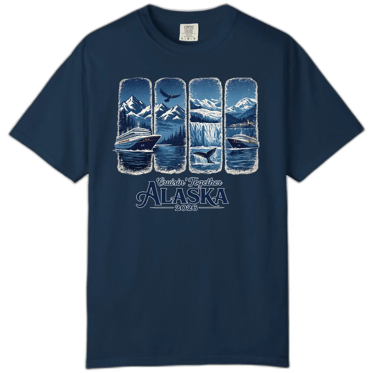 Alaskan Cruise Together Scenic Views 2026 Comfort Color in True Navy