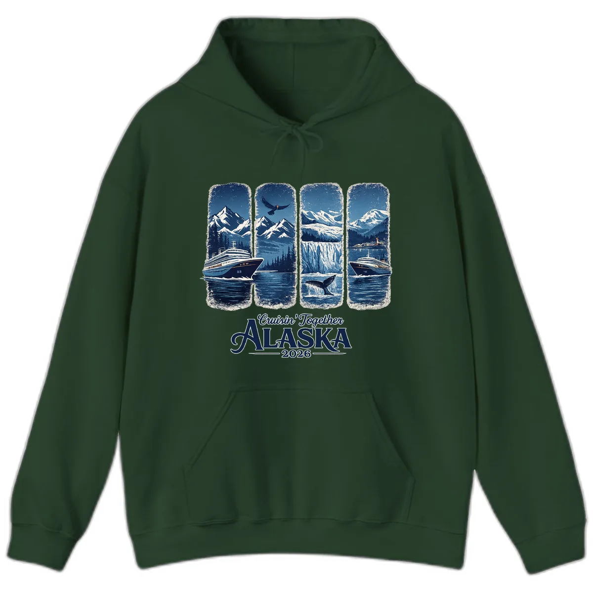 Alaskan Cruise Together Scenic Views 2026 Hoodie in Forest Green