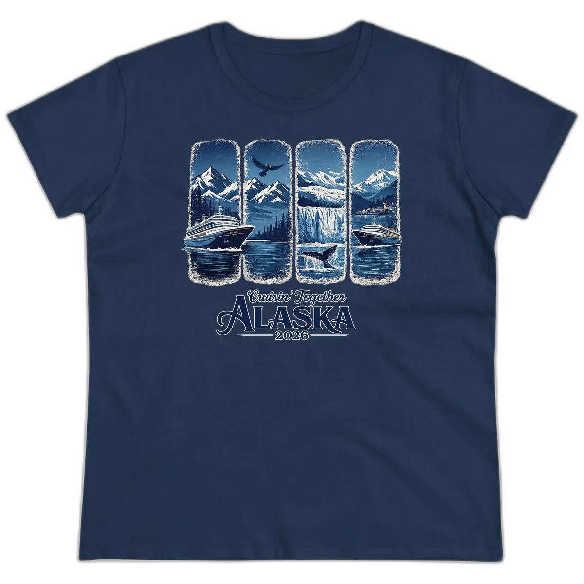 Alaskan Cruise Together Scenic Views 2026 Ladies Tee in Navy