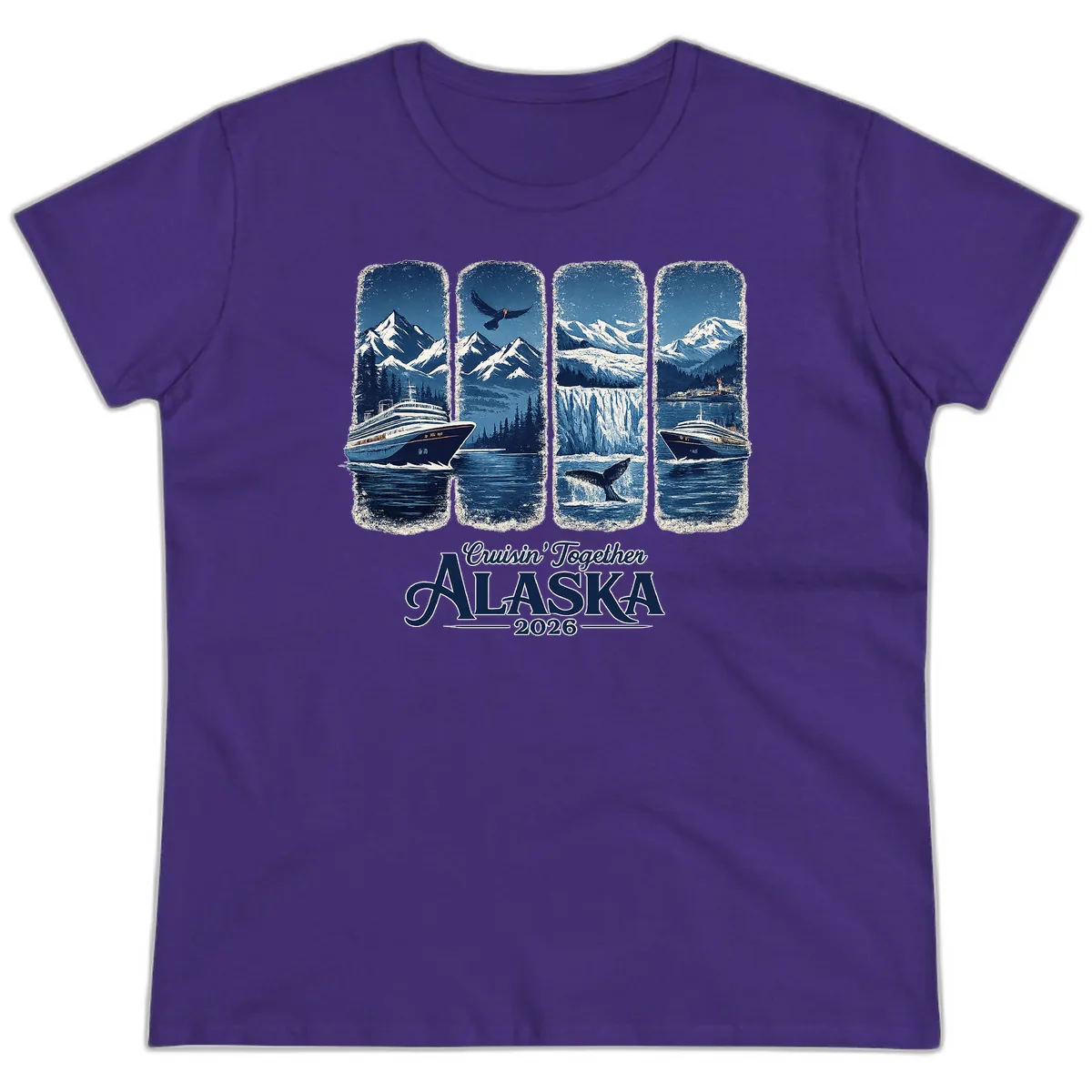 Alaskan Cruise Together Scenic Views 2026 Ladies Tee in Purple