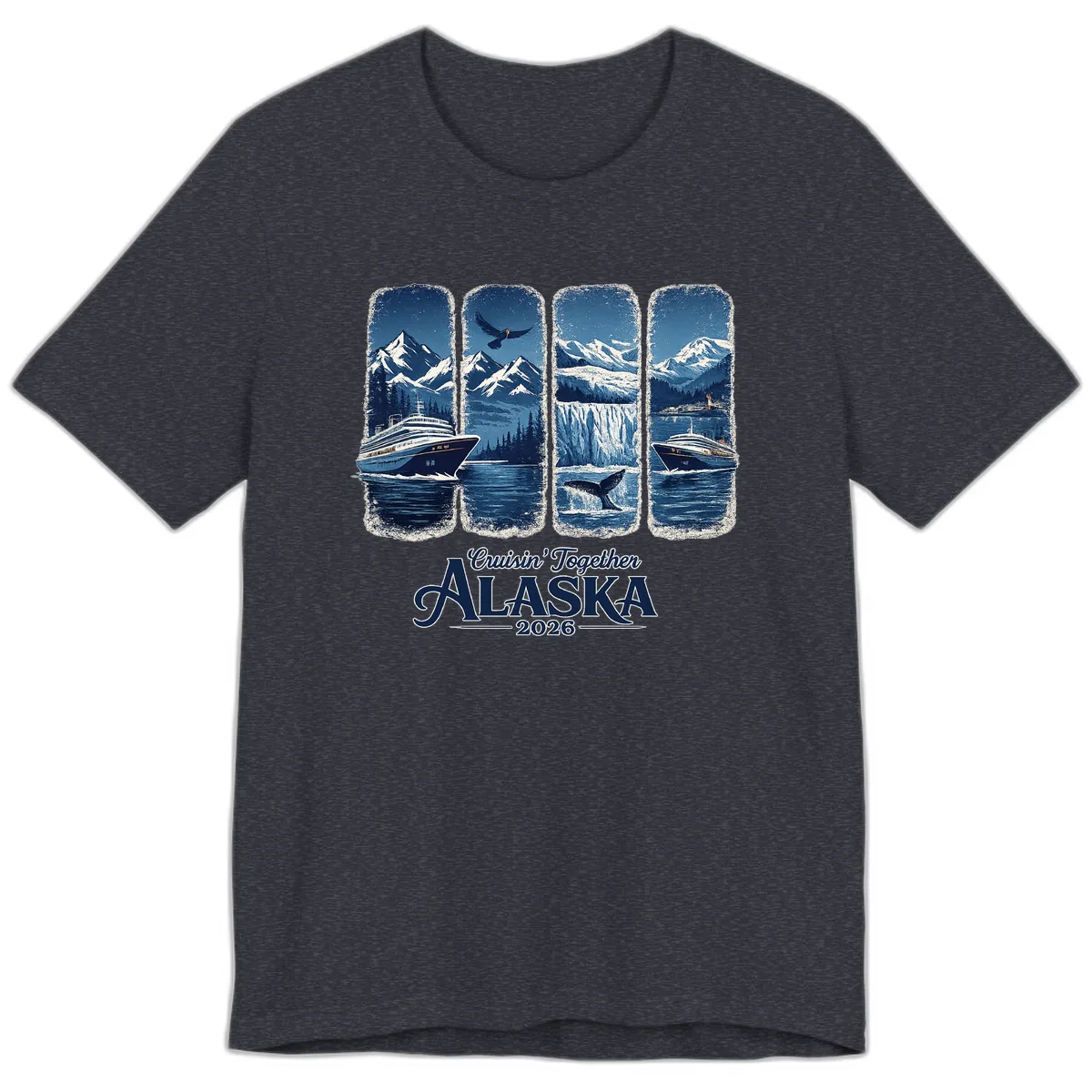 Alaskan Cruise Together Scenic Views 2026 Premium T-Shirt in Heather Navy