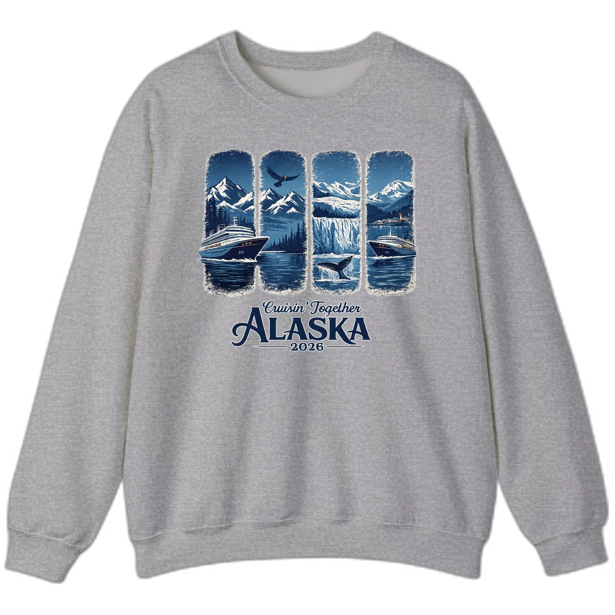 Alaskan Cruise Together Scenic Views 2026 Sweatshirt in Sport Grey