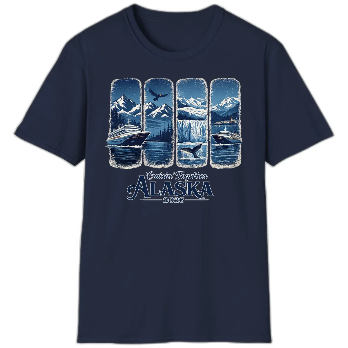 Alaskan Cruise Together Scenic Views 2026 T-Shirt in Navy