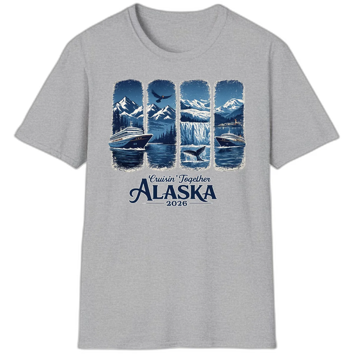 Alaskan Cruise Together Scenic Views 2026 T-Shirt in Sport Grey