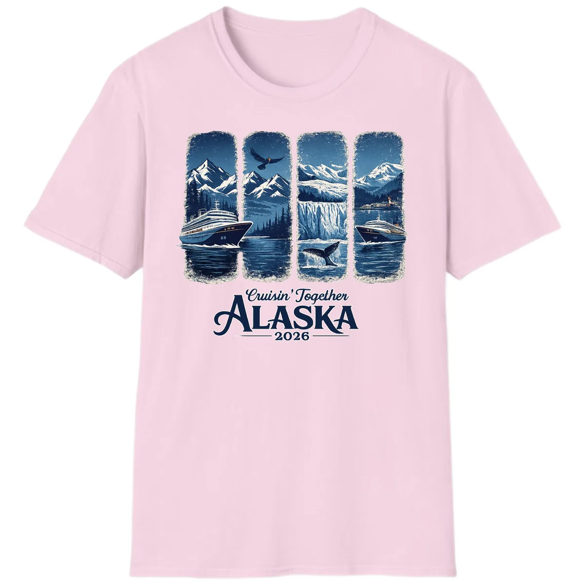 Alaskan Cruise Together Scenic Views 2026 T-Shirt in Light Pink