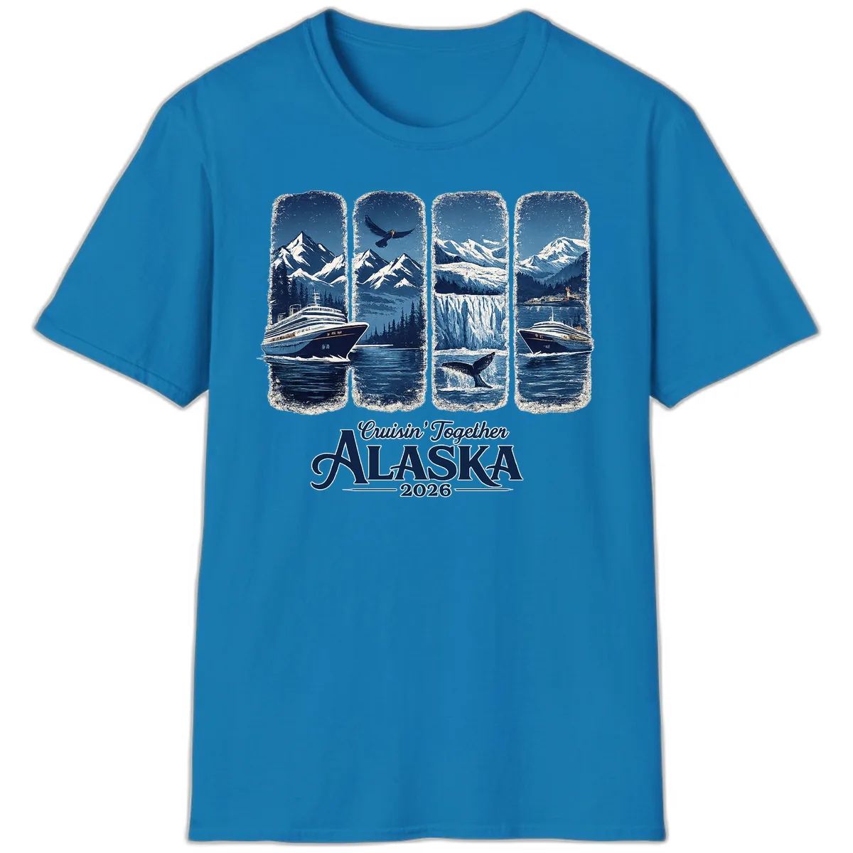 Alaskan Cruise Together Scenic Views 2026 T-Shirt in Sapphire