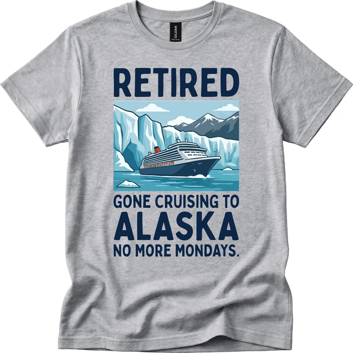 Alaska Retirement Cruise No More Mondays T-Shirt in Sport Grey