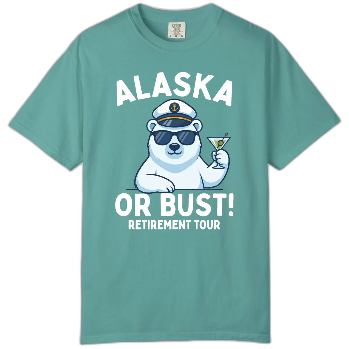 Alaska Or Bust Retirement Tour Polar Bear Comfort Color in Seafoam