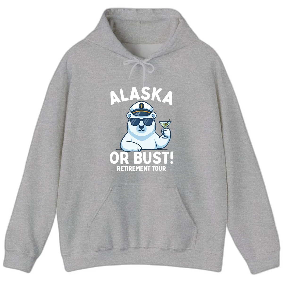 Alaska Or Bust Retirement Tour Polar Bear Hoodie in Sport Grey