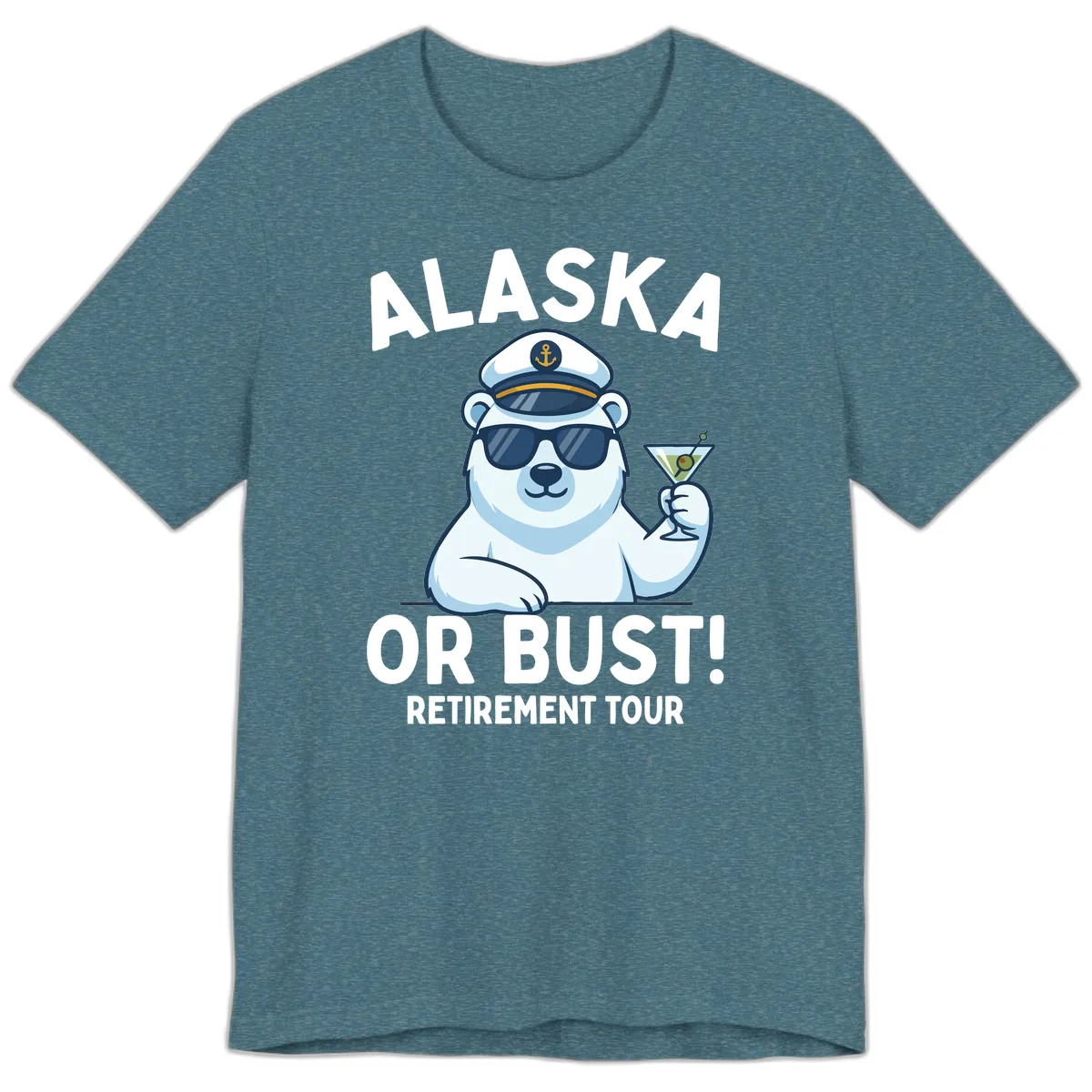 Alaska Or Bust Retirement Tour Polar Bear Premium T-Shirt in Heather Deep Teal